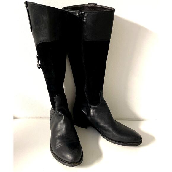 AGL Attilio Giusti Leombruni Tall Boot Leather Suede Black Round Toe Fla… - Picture 6 of 7
